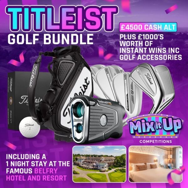 TITLEIST BUNDLE PLUS 1 NIGHT STAY IN THE BELFRY GOLF RESORT ! OR £4500